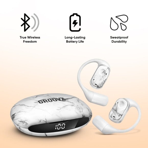 Groovz Floral Open-Ear True Wireless Headphones Smart Battery Display - Picture 3 of 7